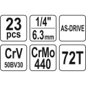 ZESTAW NARZĘDZIOWY 23 CZĘŚCI 1/4''''