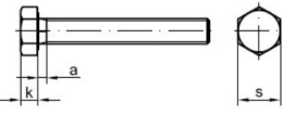 Śruba M16 z łbem szesciokątnym z gwintem na całej długości