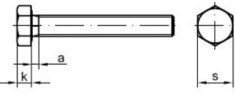 Śruba M12x80mm Oc łeb 6kątny kl. 8.8 DIN933 - 1kg