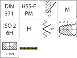 Gwintownik maszynowy DIN371 HSSE-PM TiALN, typ H, kszt.C, M5 GÜHRING